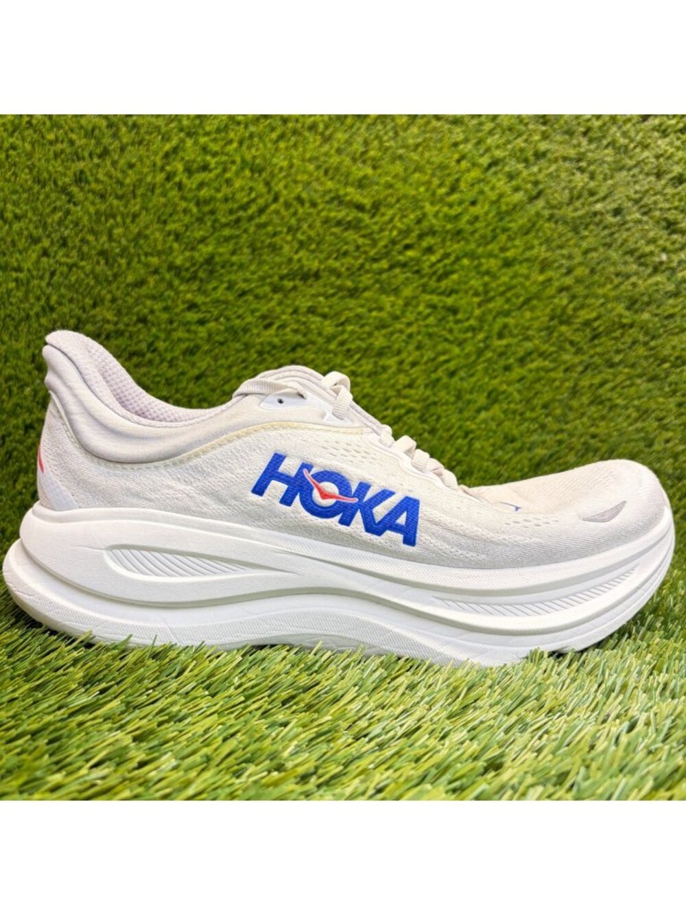 Hoka One One Bondi 9 Mens Size 9.5 Gray Blue Athletic Running Shoes Sneakers